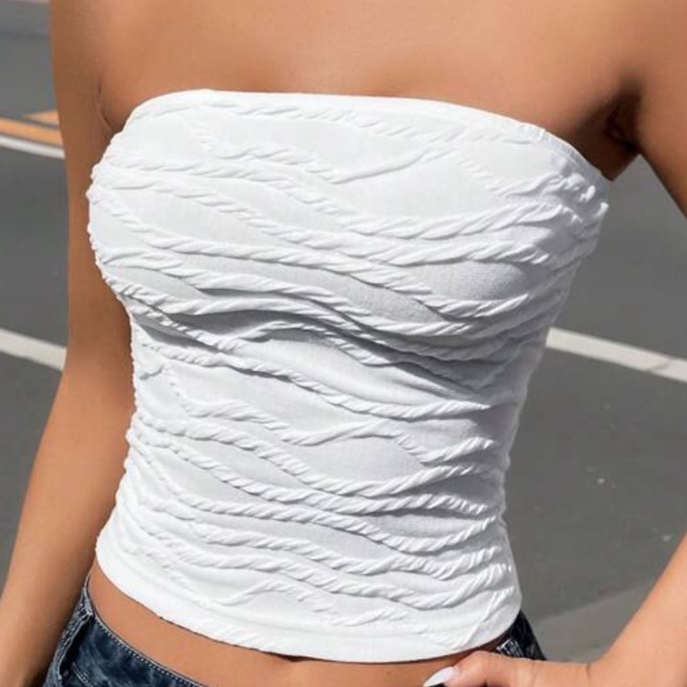 White Ruched Tube Top
